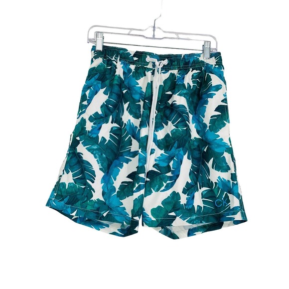 Men's Calvin Klein Swimwear Swim Trunks Bathing Suit Size Small Palm Leafs‎ NWOT - Picture 1 of 14